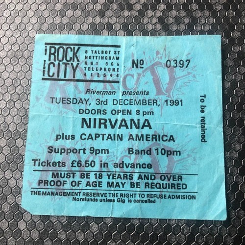 Nirvana ticket stub rock city - nirvana,