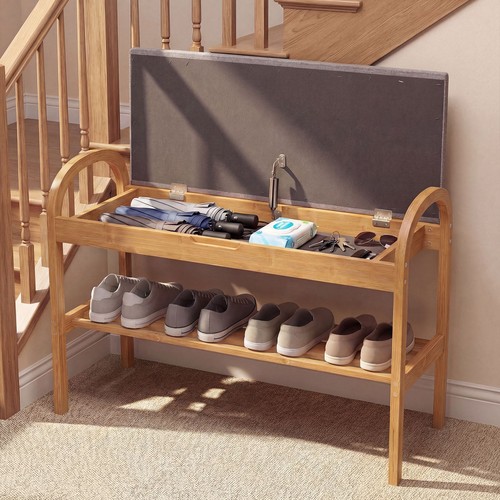 Bamboo shoe bench - shoe, storage