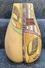 Studio Pottery Handmade  Part Glazed Vase Ceramic Artist Signed.28cm high.