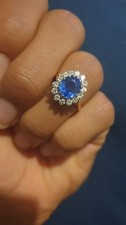 18ct Ceylon Sapphire And Diamond  Ring Size M
