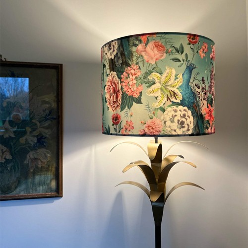 Peacock floral velvet - , in