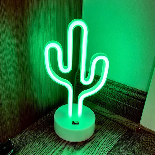 Cactus neon sign - sign, table