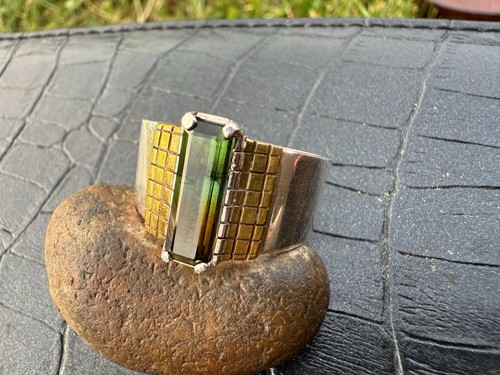 Men green tourmaline ring - men's,