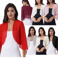 UK Women Jacket Bolero Cardigan Vintage Cape Beach Shawls Shrug Wraps Bridesmaid