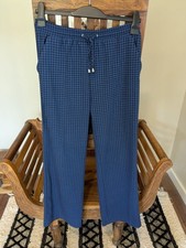 Next Blue Dog Tooth Elastic Waist Trouser With Pockets Size 10R