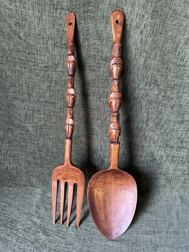 Huge carved wooden fork - huge, 26”