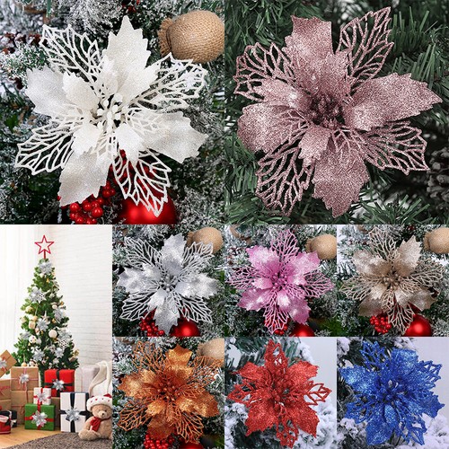 10x christmas large poinsettia - christmas,