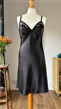 Black Satin Full Slip Dress