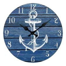 Delightful Blue 30cm Wall Clock (Nautical Theme), Beach, Surf, Holiday, Bathroom