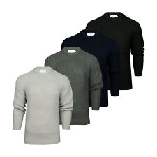 Xact Mens Chunky Fisherman Knit Jumper, Crew Neck, Raglan Sleeve