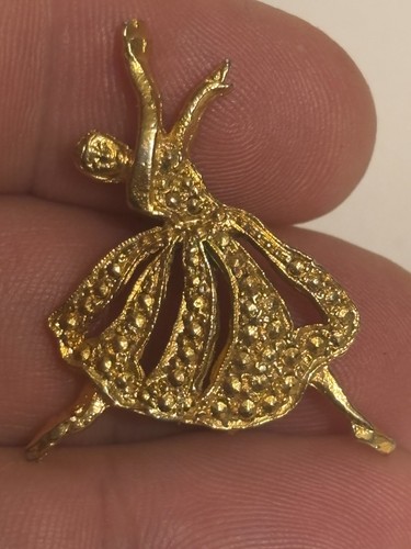 Gold metal ballerina brooch