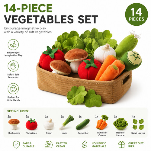 Kids soft toy vegetables set - soft,