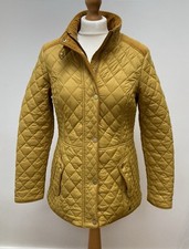 Joules Mustard Quilted Jacket Corduroy Detail Floral Lining Size 12
