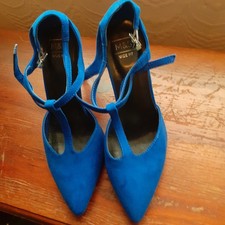 Stunning Cobalt Blue M&S INSOLIA Heeled  T Bar Shoes Size 3 Wide Fit