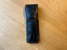 Genuine leather pen / pencil case, black, for two pens / pencils, unused