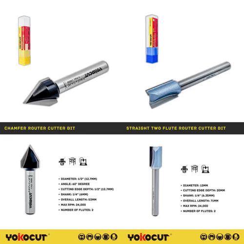 Yokocut router bits shank - 1/4",