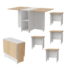  Wooden Dining Table and Chairs Set of 4 Seat Compact Space Saver for Kitchen