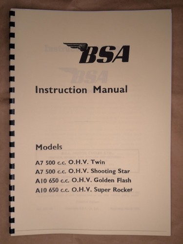 Bsa a10 instruction manual - bsa,