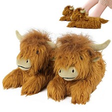 Highland Cow Slippers Plush