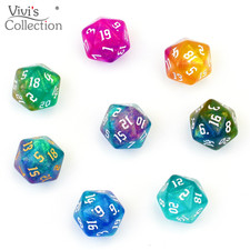 D20 Dice 20 Sided 5Pcs Set For D&D Infinity RPG Board Games Table 20mm Acrylic