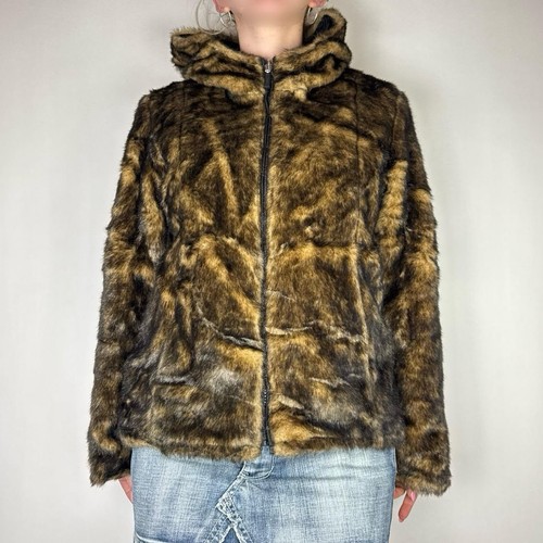 Vintage 90s brown faux fur - faux,