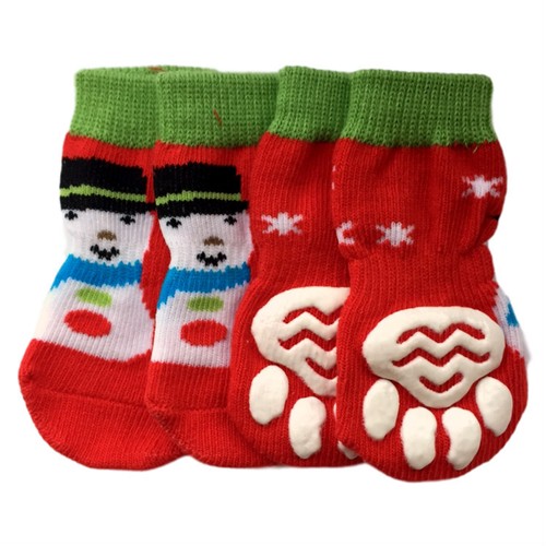 Dog socks snowman design - -,