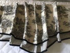 NEW WAVERLY BLACK & ECRU TOILE GARDEN ROOM CURTAIN VALANCE PELMET - ROD POCKET