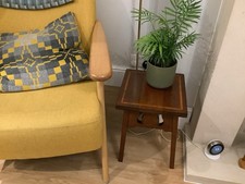 Vintage mahogany Wooden Side Table Pot Stand With decorative cutouts  30cm