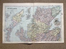 NORTH SCOTLAND large original antique map, Bacon, 1895