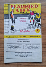 1960 - Bradford City v Manchester United, League Cup 2nd Rd Programme.