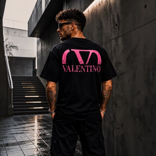 Valentino black pink logo - black,