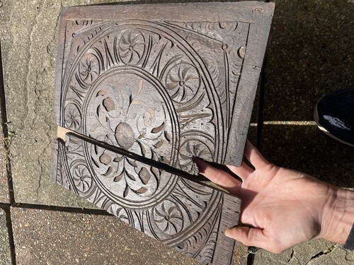 Antique oak carved hand - oak,