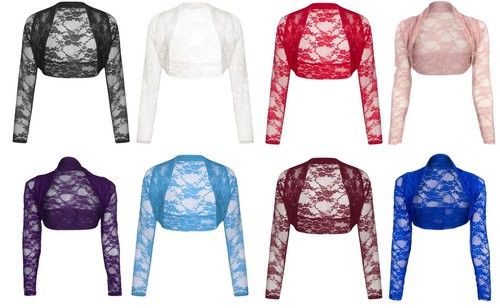 Womens cropped lace shrug - lace,