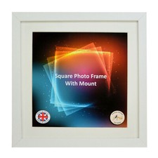 Square Photo Picture Frame with White Mounts Wood Effect Black White Oak Large