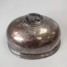 James Dixon & Son Silver Plated Meat Dome Cloche Food Cover with Beaded Border