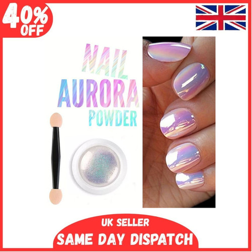 Aurora nail powder - powder, mirror