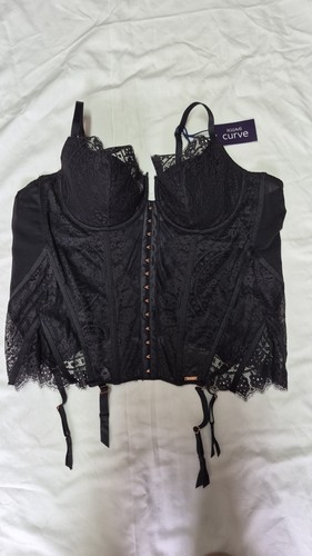 Black lace basque corset - lace,