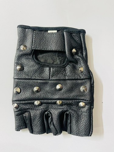 Real leather fingerless gloves - real,