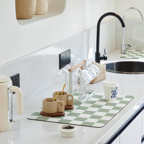 Checkered dish drying mat for - dish,
