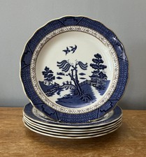 6x Royal Doulton Real Old Willow - Salad/ Dessert  Plates 8 1/2” VGC