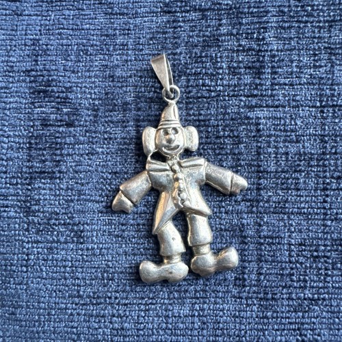 Sterling silver clown pendant - sterling,