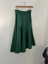 Monki green satin sateen midi skirt 10 12 dress party Xmas emerald silky pretty 