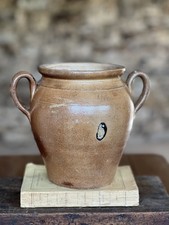 Vintage French Rustic Earthenware Jar Two Handles