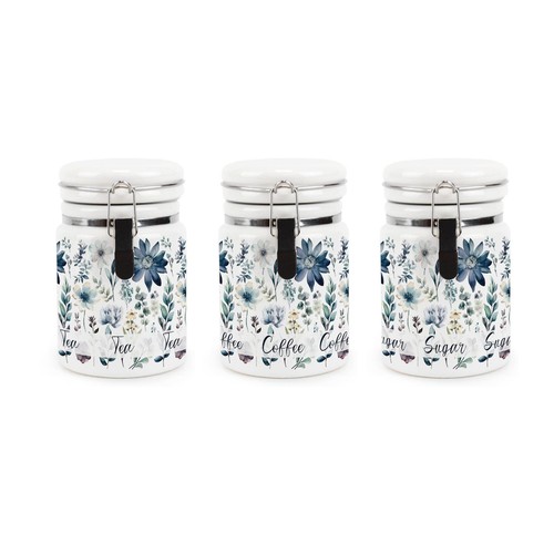 Ceramic clip lid blue flowers - clip-lid,