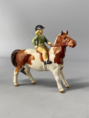 Beswick girl skewbald pony - beswick, on