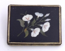 PETRA DURA LILYS PIN - GOLD FILLED VICTORIAN (V476) 