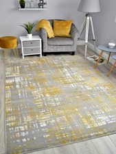 Ochre Gold Distressed Faded Rugs Soft Pile Living Room Modern Hallway Runner Mat