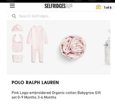 Ralph Lauren pink white baby 4 piece gift set bib hat baby grow 3-6 m  RRP€200