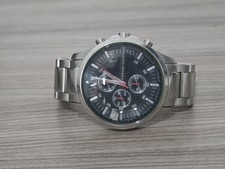 Armani Exchange Watch Mens AX1612 Stainless Steel Black Face Chronograph 