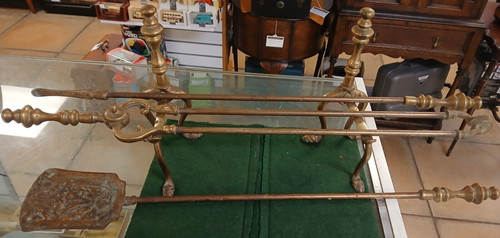 Set victorian brass fire - set,